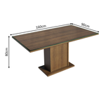 Mesa de Comedor Rectangular 6 Puestos con Tablero de Madera y Cristal Marrón