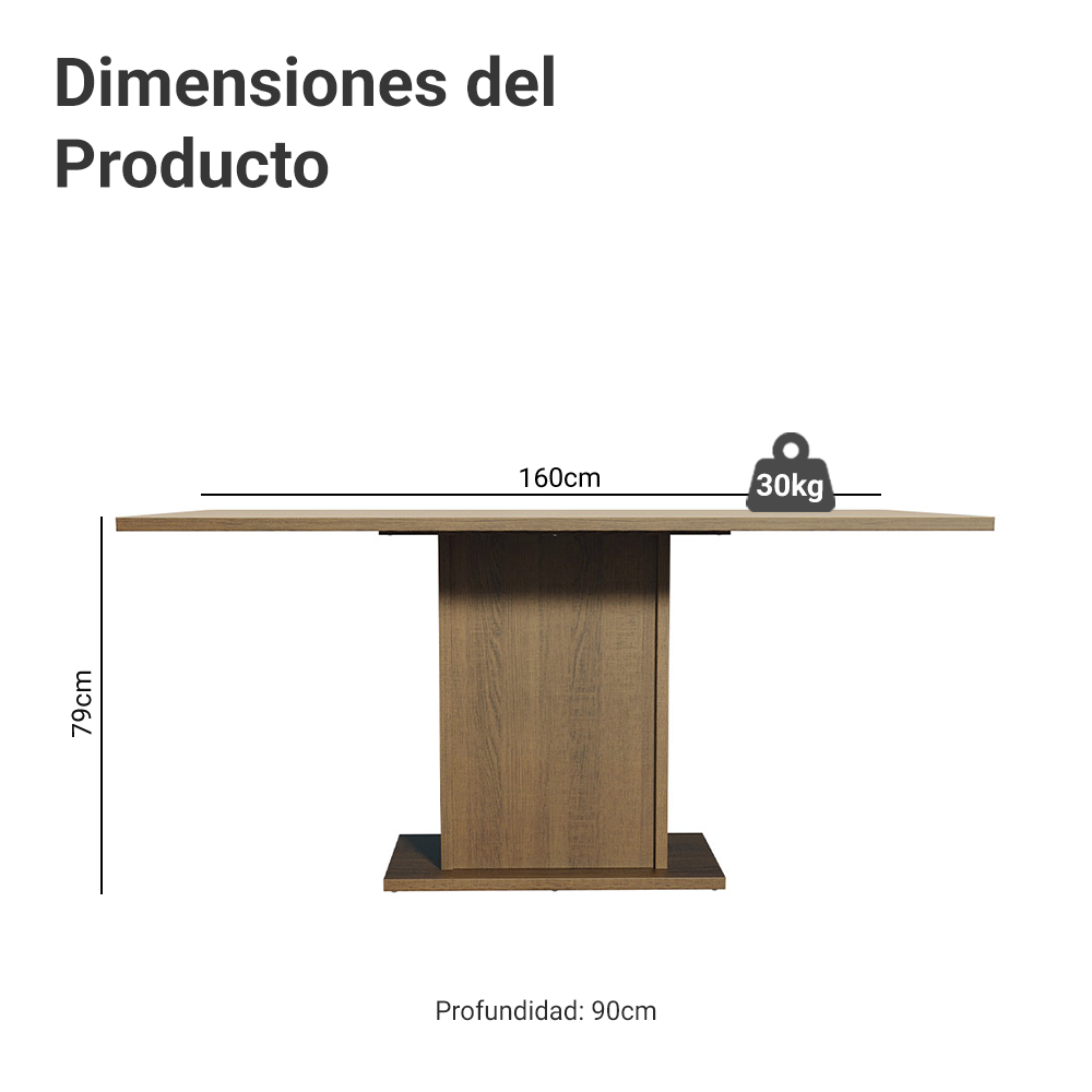 Mesa de Comedor Rectangular 6 Puestos de Madera Marrón/Crema Madesa