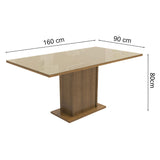 Mesa de Comedor Rectangular 6 Puestos con Tablero de Madera y Cristal