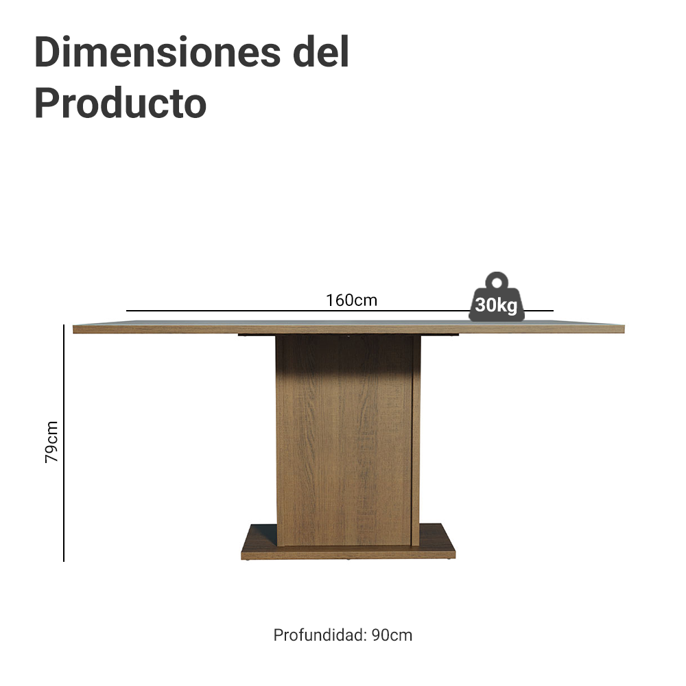 Mesa de Comedor Rectangular 6 Puestos de Madera Marrón/Gris Madesa
