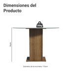 Mesa de Comedor con Encimera Redonda de Cristal Marrón