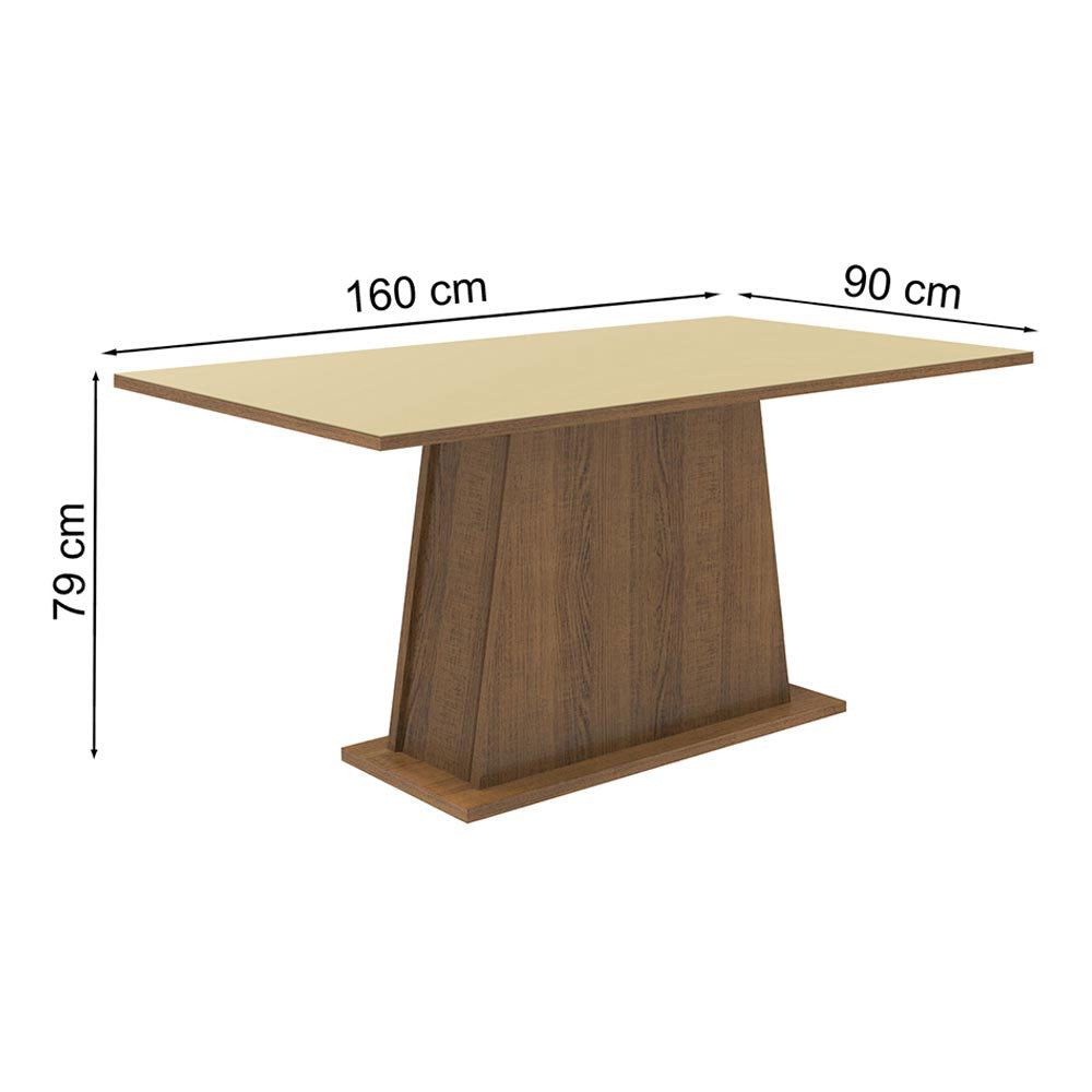 Mesa de Comedor Rectangular 6 Puestos de Madera Marrón/Crema Madesa