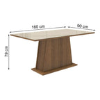 Mesa de Comedor Rectangular 6 Puestos con Tablero de Madera y Cristal Marrón/Crema Madesa