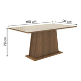 Mesa de Comedor Rectangular 6 Puestos con Tablero de Madera y Cristal