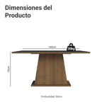 Mesa de Comedor Rectangular 6 Puestos de Madera Marrón/Negro Madesa