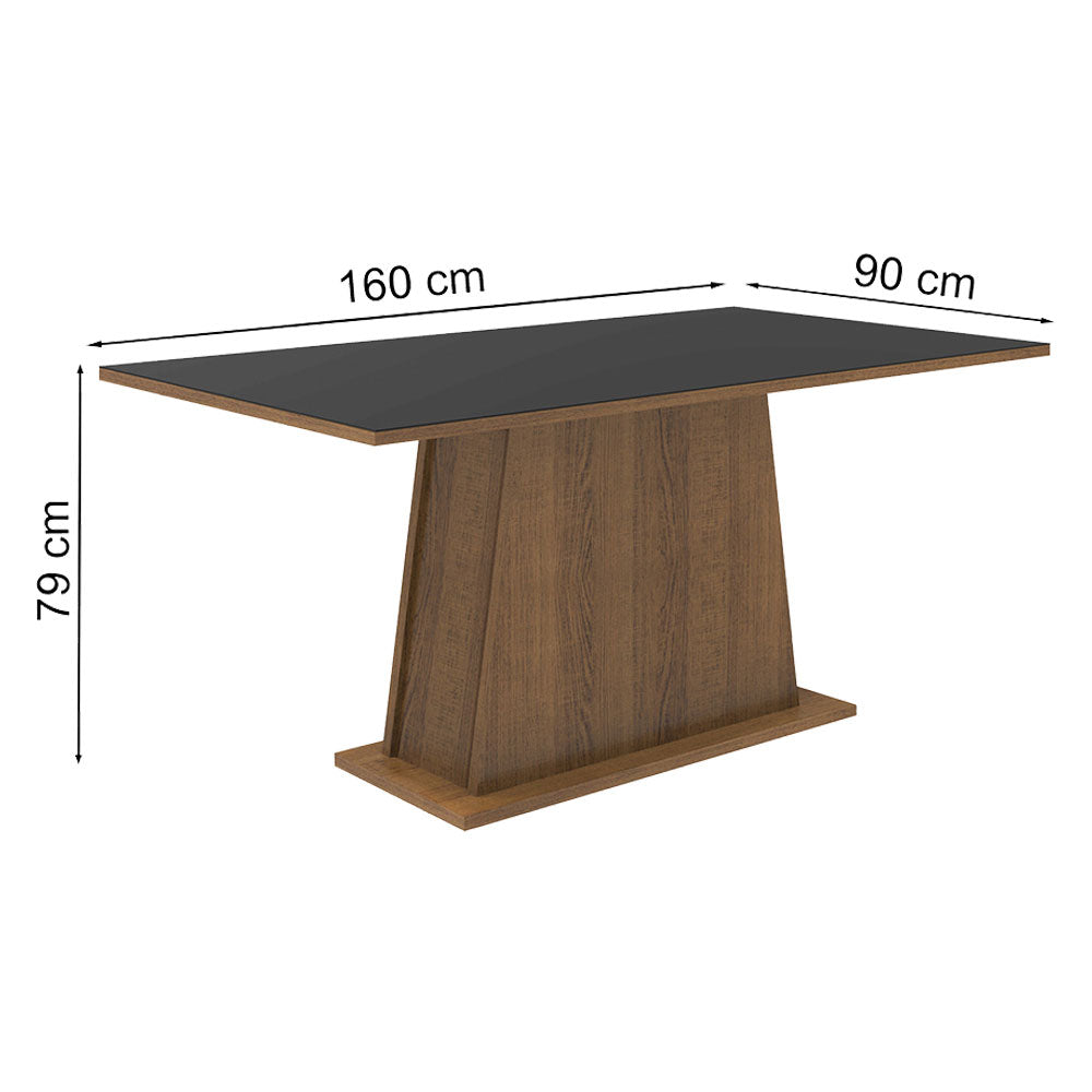 Mesa de Comedor Rectangular 6 Puestos de Madera Marrón/Negro Madesa
