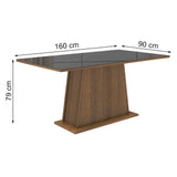 Mesa de Comedor Rectangular 6 Puestos con Tablero de Madera y Cristal