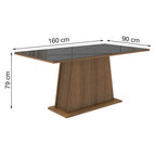 Mesa de Comedor Rectangular 6 Puestos con Tablero de Madera y Cristal Marrón/Negro Madesa