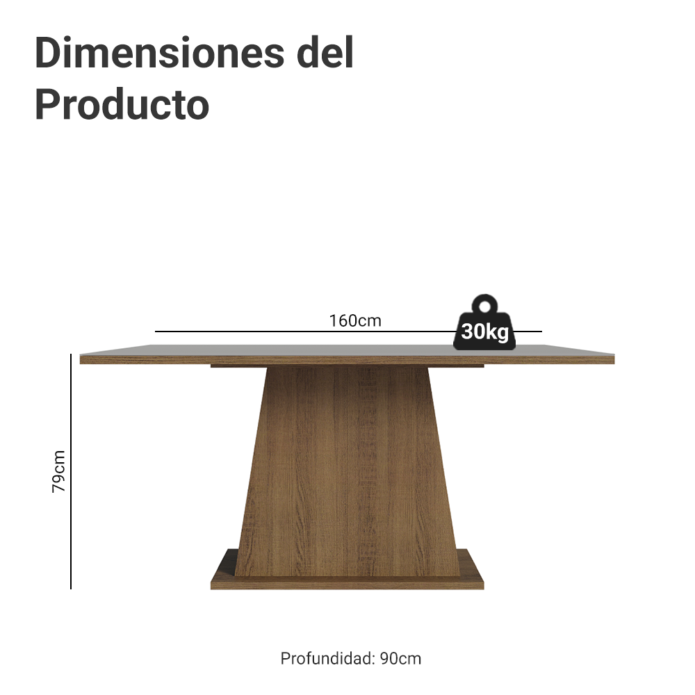Mesa de Comedor Rectangular 6 Puestos de Madera Marrón/Gris Madesa
