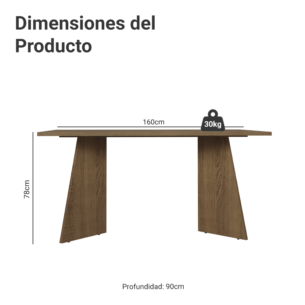 Mesa de Comedor Rectangular 6 Puestos Marrón