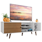 Centro de Entretenimiento Mesa para TV Dubai Hasta 65 Pulgadas Blanco/Marrón (Patas Marrón)