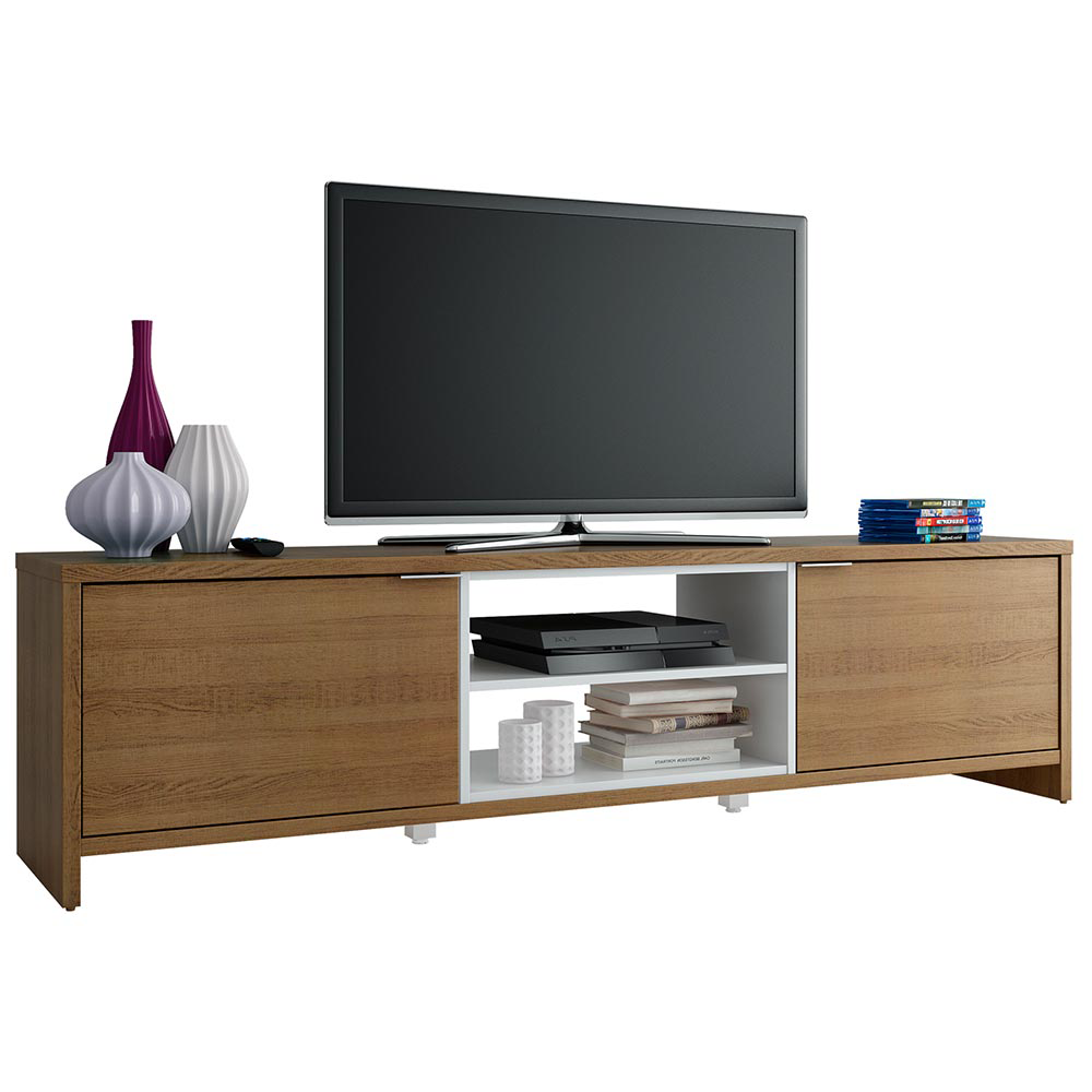 Centro de Entretenimiento Mesa para TV Metz 180 cm Hasta 75 Pulgadas Marrón/Blanco Madesa