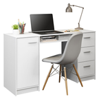 Escritorio de Oficina Alaska 137 cm 1 Puerta 3 Cajones Blanco Madesa
