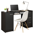 Escritorio de Oficina 136 cm Alaska 1 Puerta 3 Cajones Negro Madesa