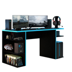 Escritorio Gamer Moderno para PC y Consola NegroAzul