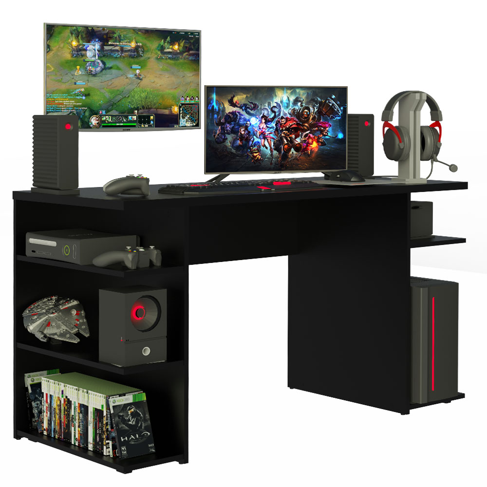 Escritorio Gamer Moderno para PC y Consola Negro