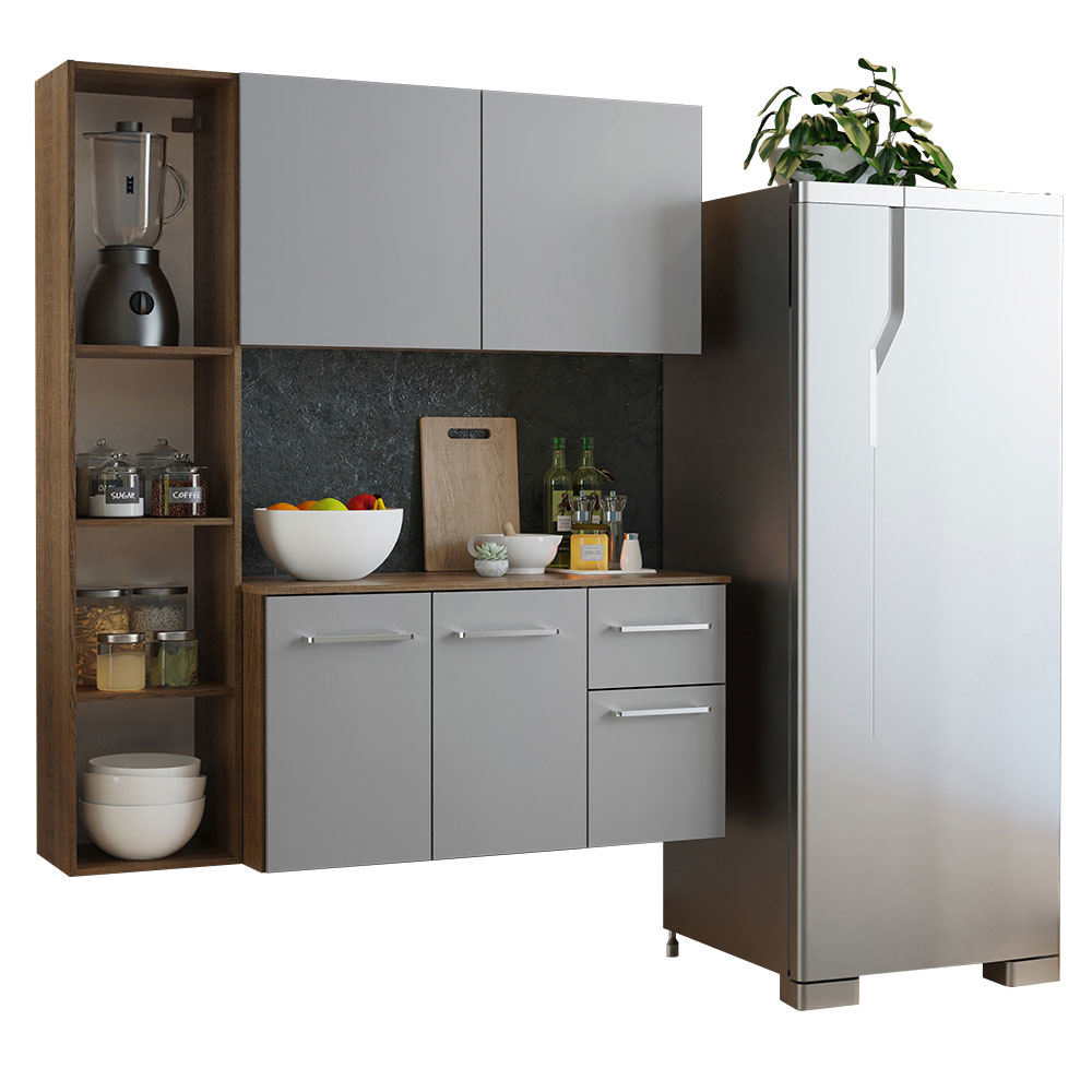 Cocina Compacta Elevada Easy 1.20 m con Encimera MarrónGris