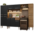 Cocina Integral Emilly Hit 2.60 Metros Marrón/Negro/Marrón