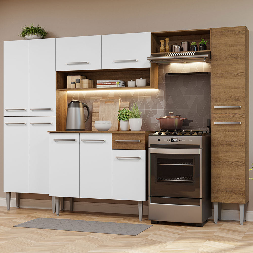 Cocina Integral Emilly Hit 2.60 Metros Marrón/Blanco