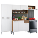 Cocina Integral Emilly 229 cm Top Marrón/Blanco Madesa