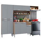 Cocina Integral Emilly 229 cm Top Marrón/Gris Madesa