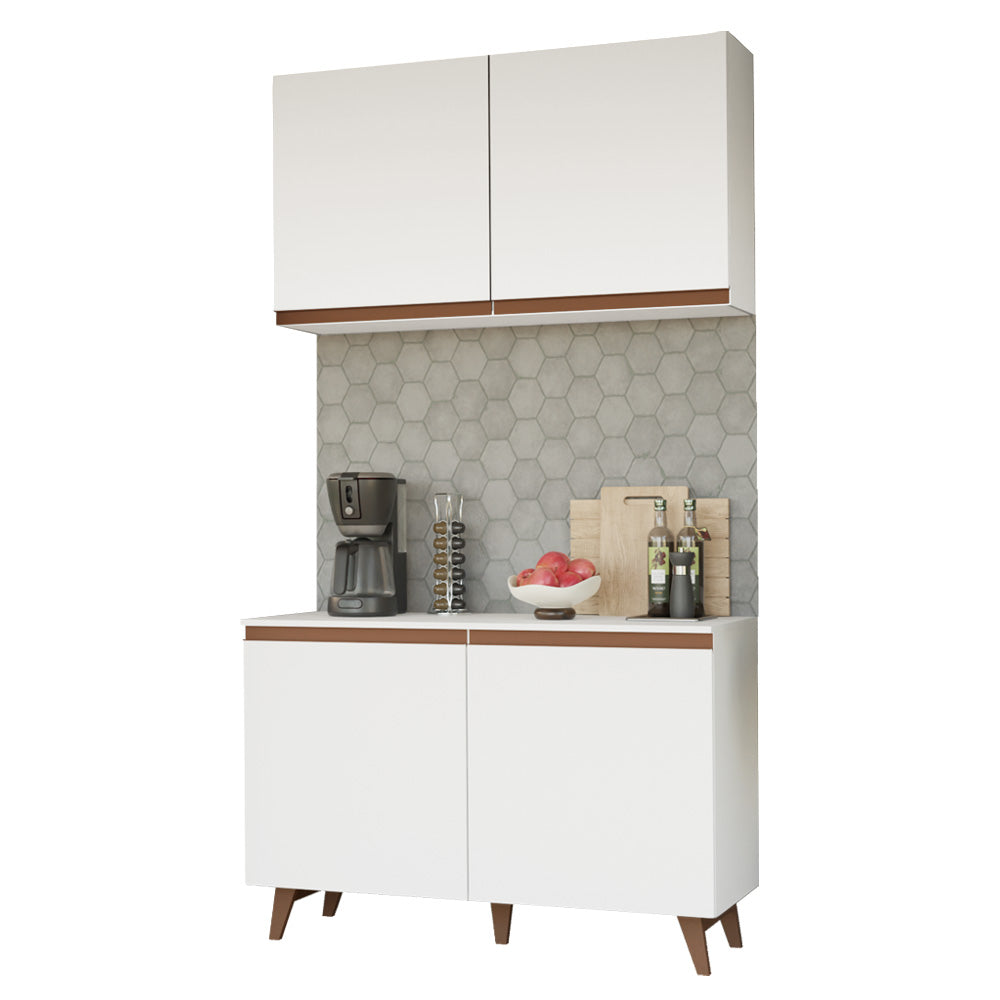 Kit Mueble de Cocina Superior y Mueble Bajo Reims 1.20 m Blanco