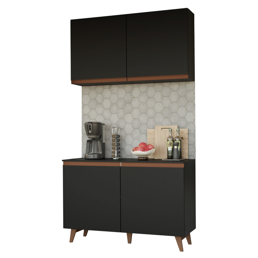 Kit Mueble de Cocina Superior y Mueble Bajo Reims 1.20 m Negro