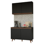 Kit Mueble de Cocina Superior y Mueble Bajo Reims 1.20 m Negro