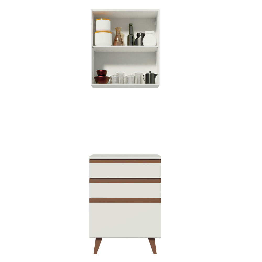 Kit Mueble de Cocina Superior y Mueble Bajo Reims 60 cm Blanco