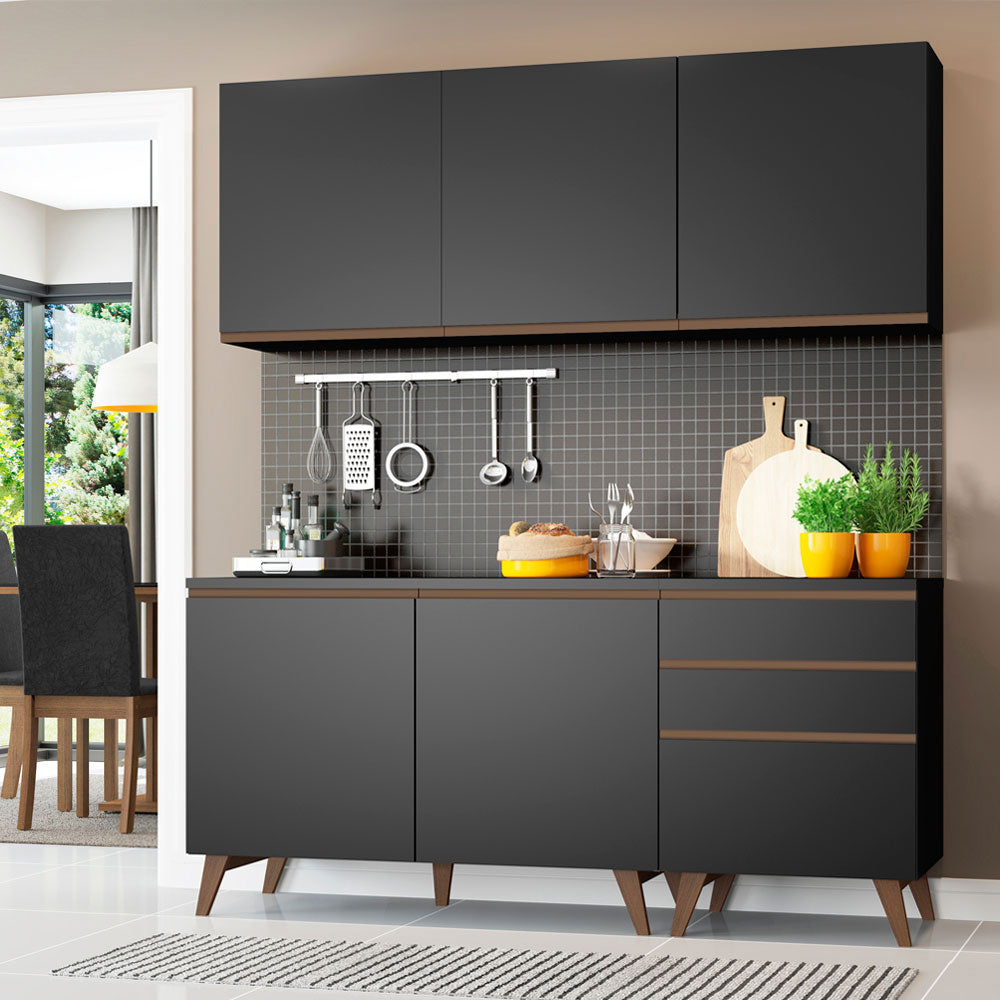 Cocina Integral Reims 1.80 m con Encimera Negro 80