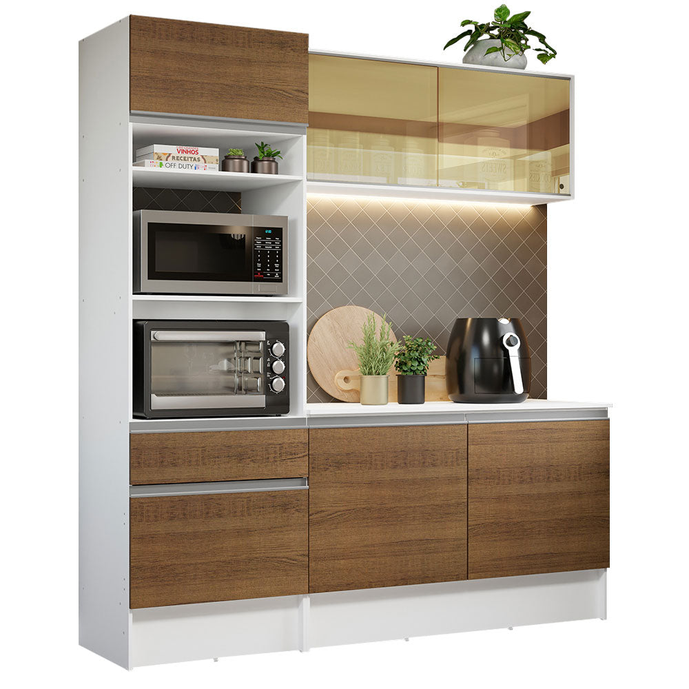 Cocina Integral Diamante 180 cm con Encimera Blanco/Marrón Madesa