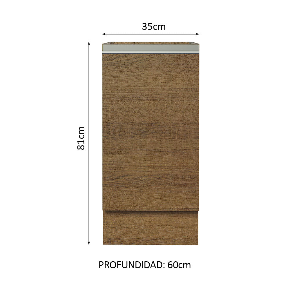 Mueble de Cocina Bajo Glamy 1 Puerta 35 cm x 60 cm sin Encimera Marrón