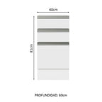 Mueble de Cocina Bajo Glamy 3 Cajones 40 cm x 60 cm sin Encimera Blanco