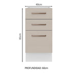 Mueble de Cocina Bajo Agata 3 Cajones 40 cm x 60 cm sin Encimera Blanco/Crema