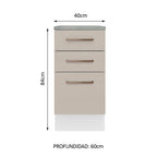 Mueble de Cocina Bajo Agata 3 Cajones 40 cm x 60 cm con Encimera Blanco/Crema