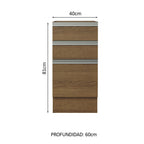 Mueble de Cocina Bajo Glamy 3 Cajones 40 cm x 60 cm sin Encimera Marrón