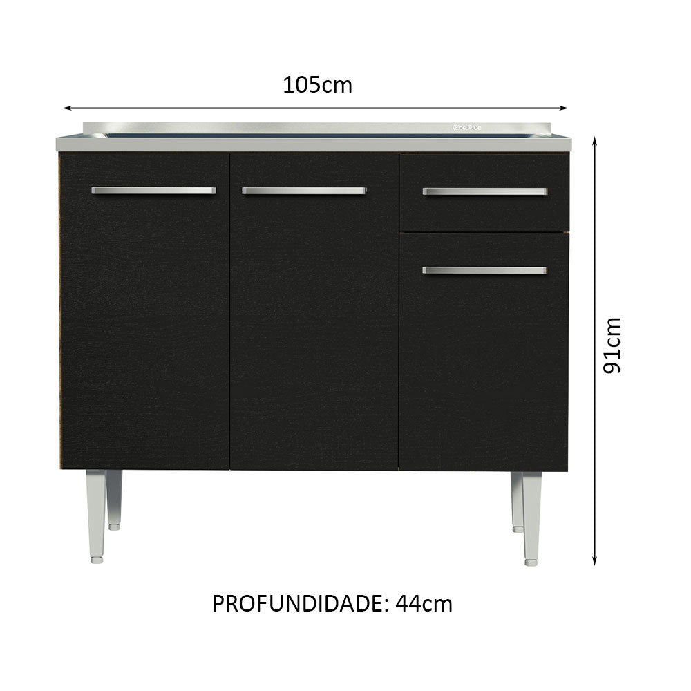 Mueble de Cocina Emilly 1.05 m con Mesón de Acero
