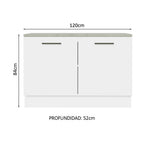 Mueble de Cocina Bajo Agata 1.20 m 2 Puertas con Encimera Blanco