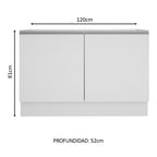 Mueble de Cocina Bajo Glamy 1.20 Metros 2 Puertas Blanco