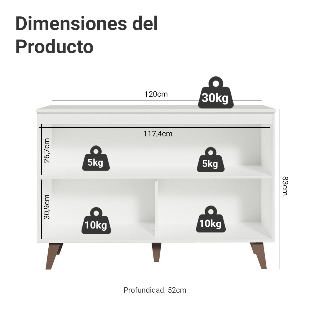 Mueble de Cocina Bajo Reims 1.20 Metros 2 Puertas con Encimera Blanco