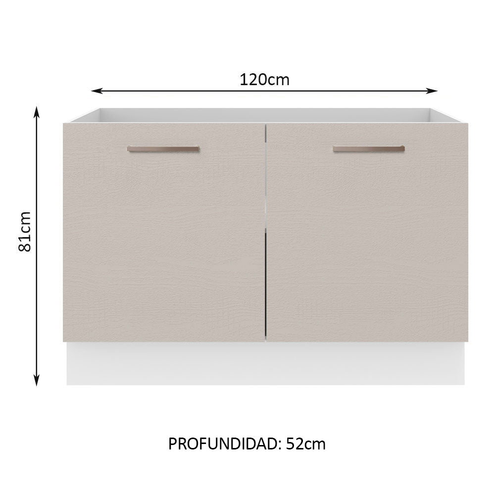 Mueble de Cocina Bajo Agata 1.20 m 2 Puertas Blanco/Crema