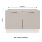 Mueble de Cocina Bajo Agata 1.20 m 2 Puertas Blanco/Crema