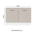 Mueble de Cocina Bajo Agata 1.20 m 2 Puertas con Encimera de MDP Blanco/Crema