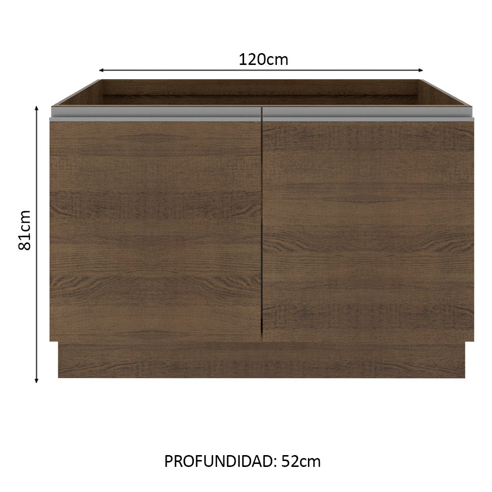 Mueble de Cocina Bajo Glamy 1.20 Metros 2 Puertas Marrón