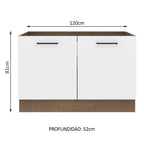 Mueble de Cocina Bajo Agata 1.20 m 2 Puertas Marrón/Blanco
