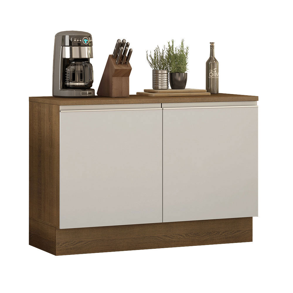 Mueble de Cocina Bajo Glamy 1.20 m 2 Puertas con Encimera Marrón/Blanco