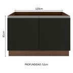 Mueble de Cocina Bajo Glamy 1.20 Metros 2 Puertas Marrón/Negro