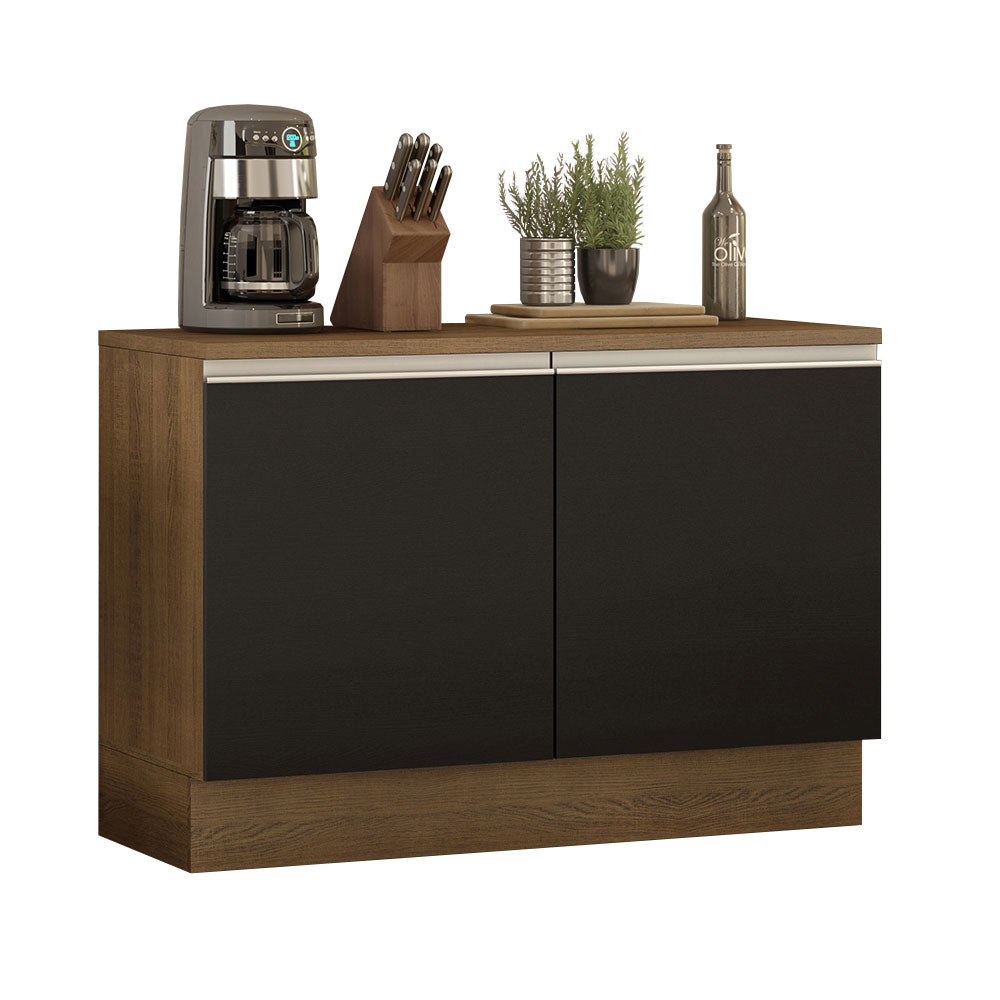 Mueble de Cocina Bajo Glamy 1.20 m 2 Puertas con Encimera Marrón/Negro