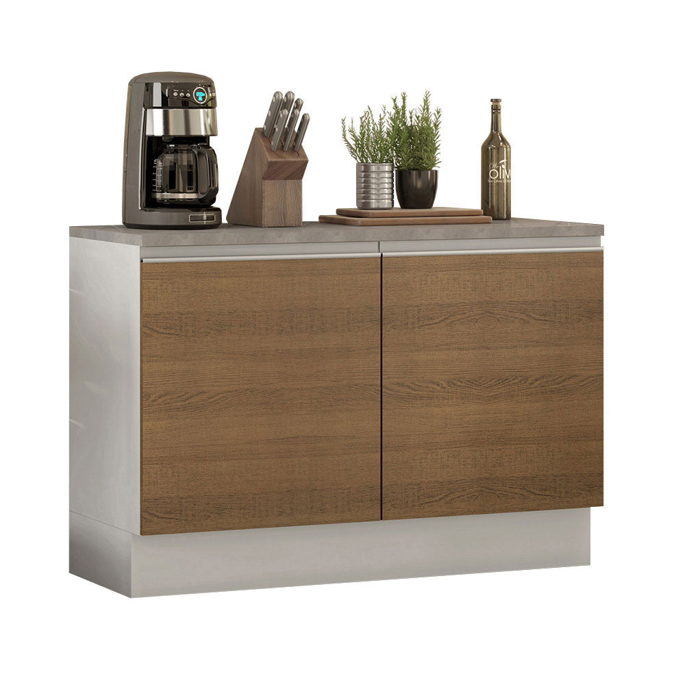 Mueble de Cocina Bajo Glamy 1.20 m 2 Puertas con Encimera Blanco/Marrón