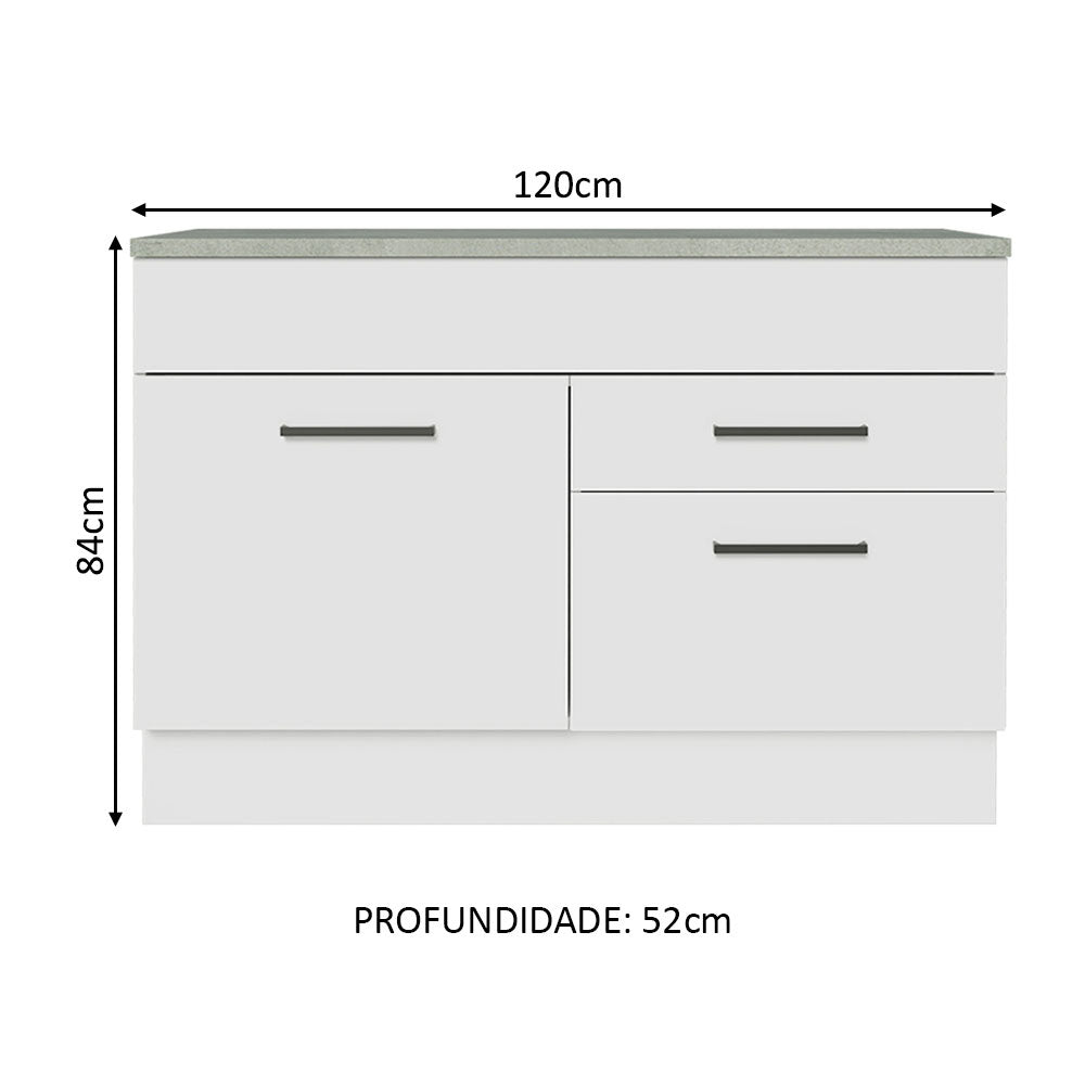 Mueble de Cocina Bajo Agata 1.20 m 1 Puerta 2 Cajones con Encimera